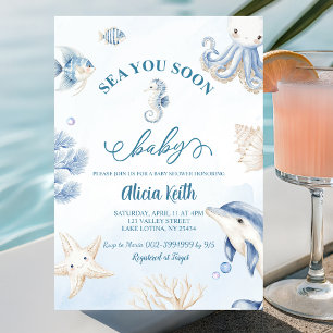 Invitación Mar Azul Costero te esperamos pronto baby shower