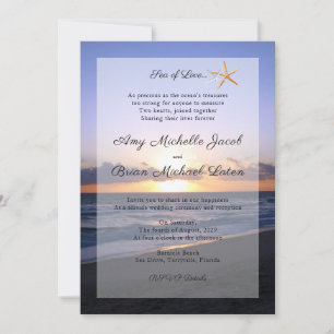 Invitación Mar de Amor   Boda Starfish Beach Sunset