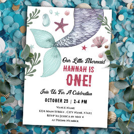 Invitación Mar de cumpleaños 1 Sirena