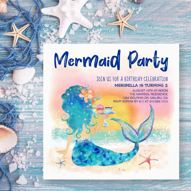 Invitación Mar de la sirena | Tortas de playa y cumpleaños St (Subido por el creador)