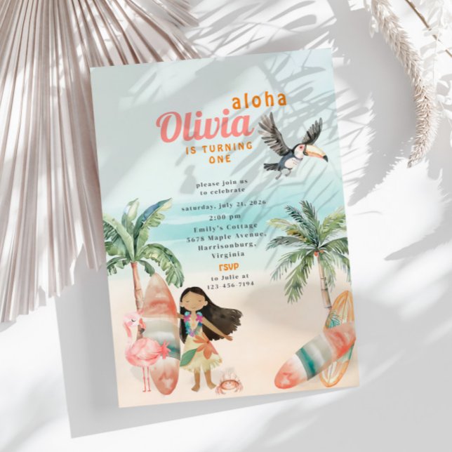 Invitación Mar Tropical Beach Summer Surf Mar Primer Chica de (Subido por el creador)