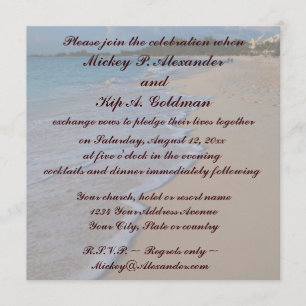 Invitación Mar tropical turquesa y playa de arena
