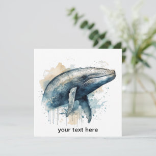 Invitación Maravilla de ballena acuarela, personalizada
