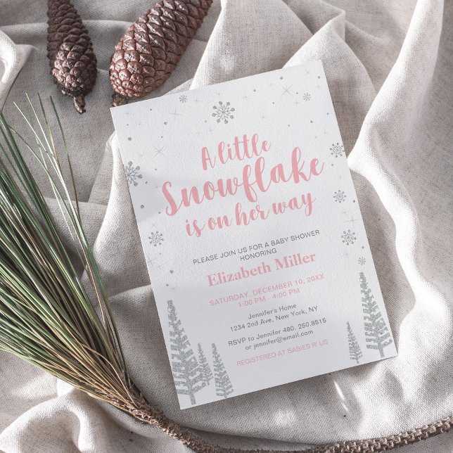 Invitación Maravilla de invierno rosa, Baby Shower/Sprinkle C (Subido por el creador)