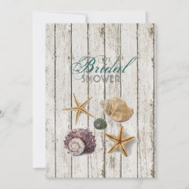 Invitación Maravillas de madera encaladas playa ducha de novi
