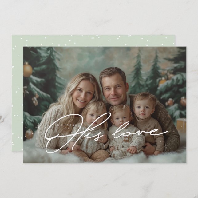 Invitación Maravillas verdes de su carta de Navidades de amor (Anverso / Reverso)