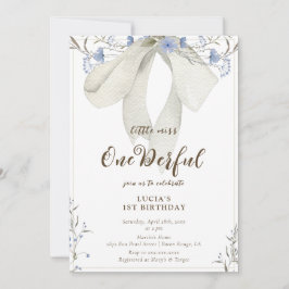 Invitación Maravillosa Coquette Floral Bow Chica 1º cumpleaño