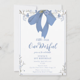 Invitación Maravillosa Coquette Floral Bow Chica 1º cumpleaño