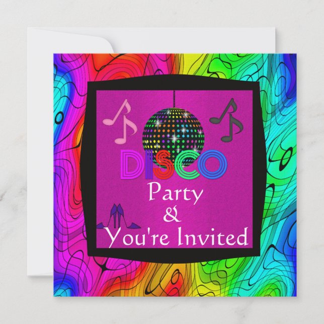 Invitación maravillosa del fiesta de disco (Anverso)