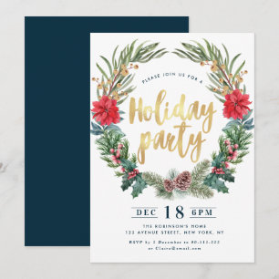 Invitación Maravillosa fiesta de fiesta floral de poinsettia