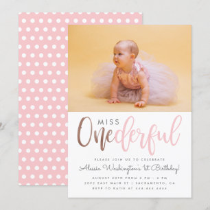 Invitación Maravillosa foto manuscrita de Miss Rosa Cute Prim