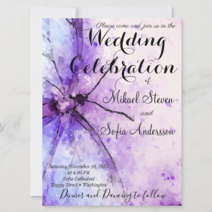 Invitación Maravillosa mariposa color púrpura de lavanda