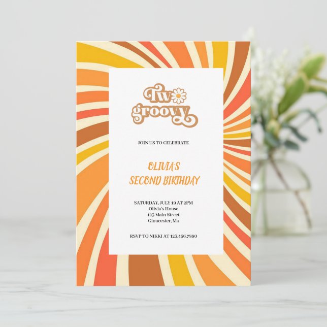 INVITACIÓN MARAVILLOSA MARRÓN Y NARANJA (Anverso de pie)