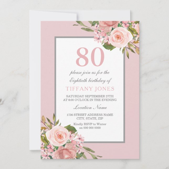 Invitación Maravillosas flores invitan a fiesta de cumpleaños (Anverso)