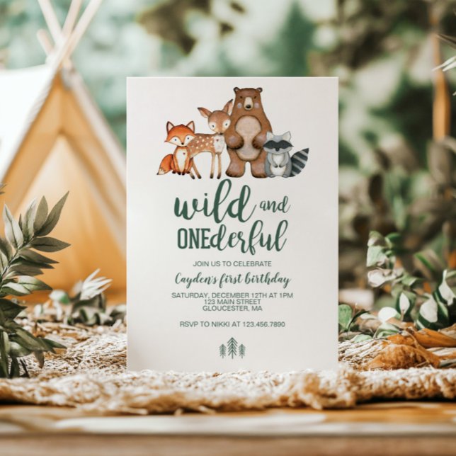 Invitación Maravilloso animal de bosque de primer cumpleaños  (Subido por el creador)