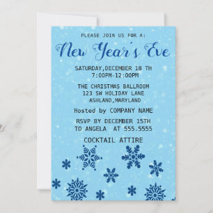 Invitación Maravilloso, asombroso, Blue Snow Flake Año Nuevo