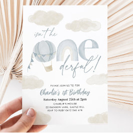 Invitación Maravilloso Balón de aire caliente Blue Boy Primer