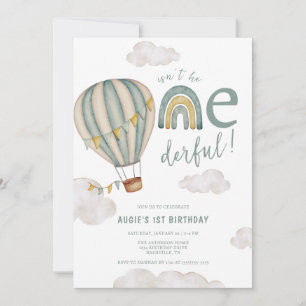 Invitación Maravilloso Balón de Aire Caliente Niños Primer Cu