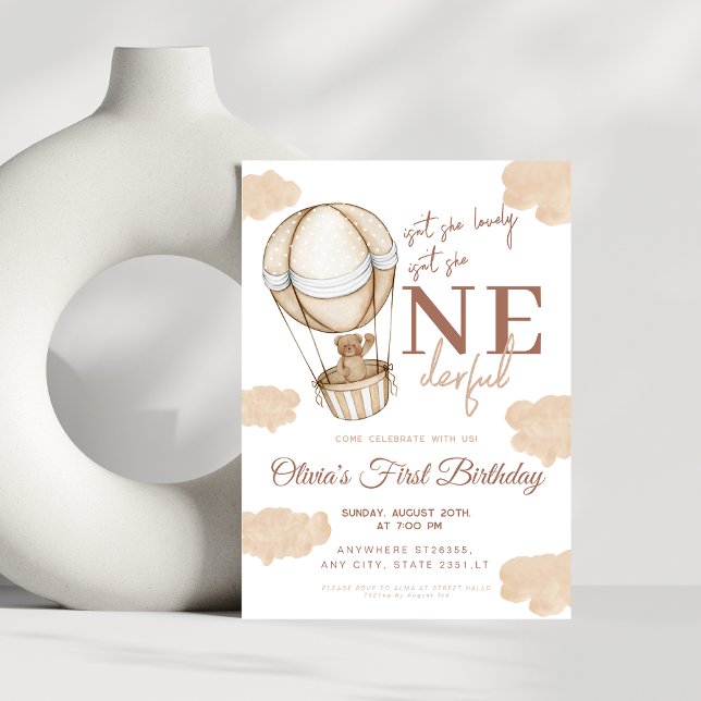 Invitación Maravilloso Balón de Aire Caliente Primer Cumpleañ (Subido por el creador)