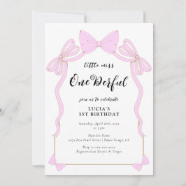 Invitación Maravilloso bebé Coquette Rosa Chica Bow Primer cu