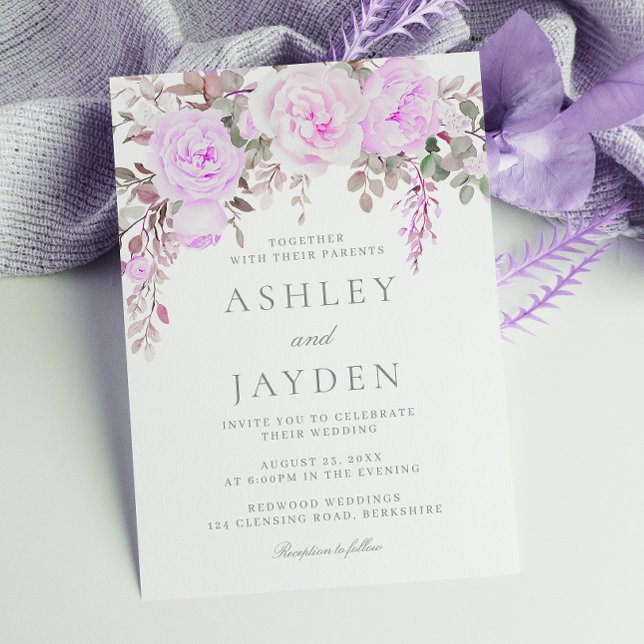 Invitación Maravilloso Boda Purple Floral (Subido por el creador)