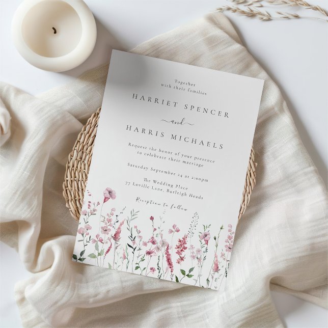 Invitación Maravilloso Boda Rosa Rubor & Dusty Wildflowers (Subido por el creador)
