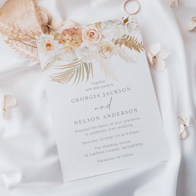 Invitación Maravilloso Boda Rubor Gold y Ivory Floral (Subido por el creador)