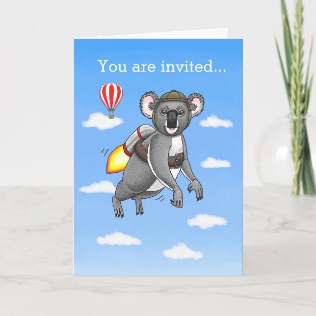 Invitación Maravilloso Cohete Koala Bear (Anverso)