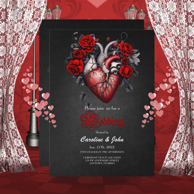 Invitación Maravilloso corazón gótico victoriano (Gothic heart)