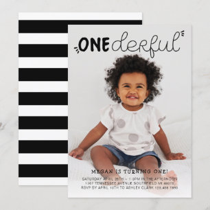 Invitación Maravilloso cumpleaños de foto mínima negra