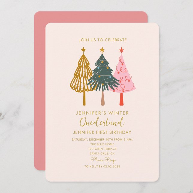 Invitación Maravilloso cumpleaños del bebé en un árbol de Nav (Subido por el creador)