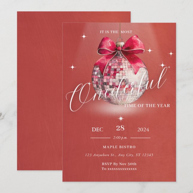 Invitación Maravilloso cumpleaños Navidades descoball invitac (Anverso / Reverso)
