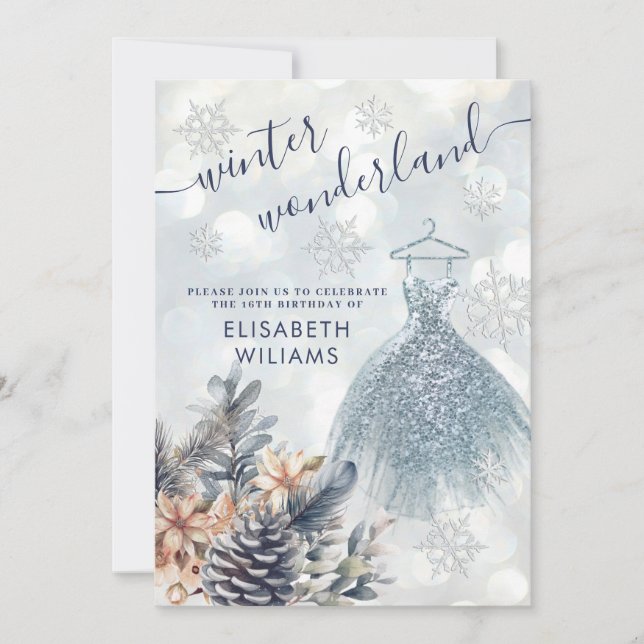 Invitación Maravilloso de invierno adorable dulce 16 (Anverso)