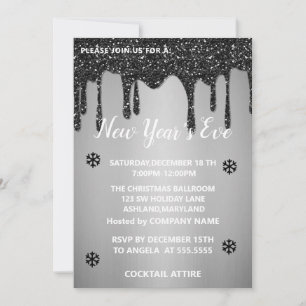 Invitación Maravilloso, elegante, plateado Sparkly Año Nuevo