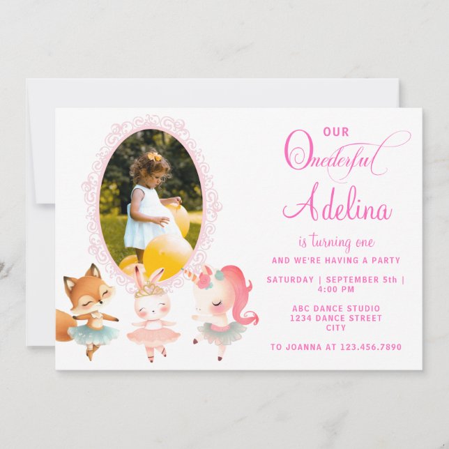 Invitación Maravilloso Fiesta de cumpleaños de Ballerina Anim (Anverso)
