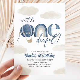 Invitación Maravilloso globo aerostático Rainbow Boy primer c