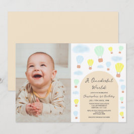 Invitación Maravilloso mundo globo aerostático 1º cumpleaños