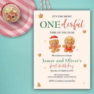 Invitación Maravilloso Navidades conjuntos gemelos niños prim
