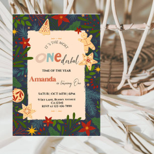 Invitación Maravilloso niño de primer cumpleaños - invierno a