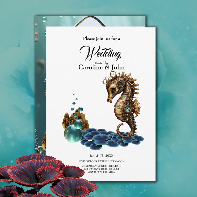 Invitación Maravilloso pequeño caballito de mar de vapor. (Seahorse)