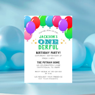Invitación Maravilloso primer cartel de globo de cumpleaños v