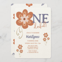 Invitación Maravilloso primer cumpleaños de Cute Boho Daisy