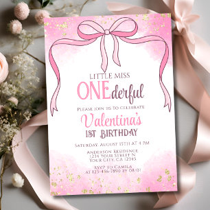 Invitación Maravilloso Purpurina Coquette Pink Bow Primer cum