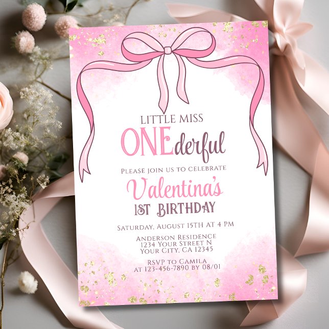 Invitación Maravilloso Purpurina Coquette Pink Bow Primer cum (Subido por el creador)