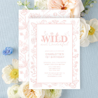 Invitación Maravilloso y salvaje Rubor Pink Floral Primer cum
