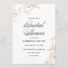 Invitación Marble Agate Bridal Shower | Rosa y oro