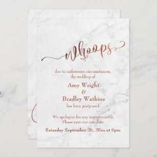 Invitación Marble Copper postergó el Boda "¡Uy!" Actualizar