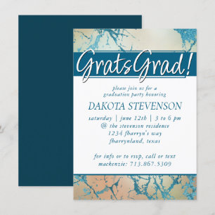 Invitación Marble de lujo   Hermosa graduación coral y Verde