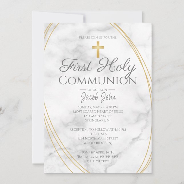 Invitación Marble First Holy Communia (Anverso)