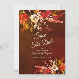 Invitación Marble Floral Splendor De Otoño Ahorra La Fecha